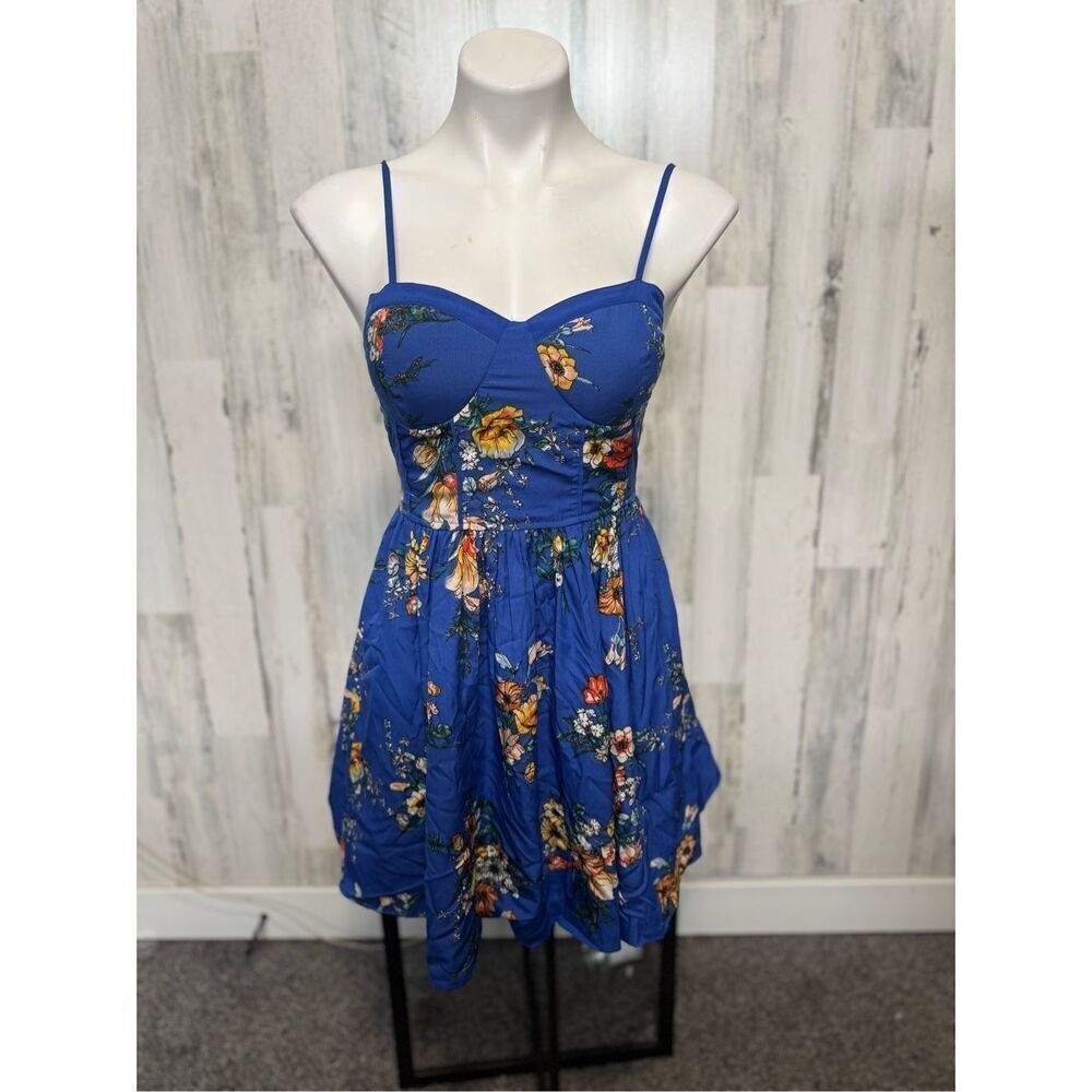 Band of Gypsies Blue Floral Sundress Fit & Flare | Size Small